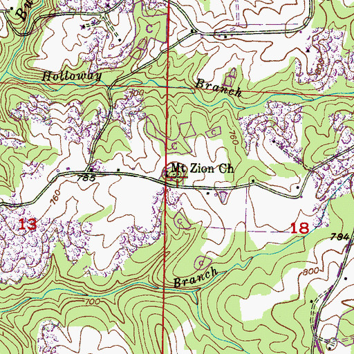 Topographic Map of Mount Zion Cemetery, AL