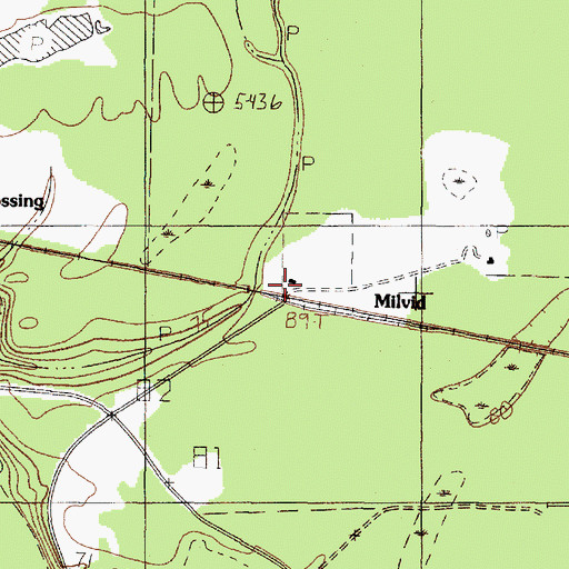 Topographic Map of Milvid, TX