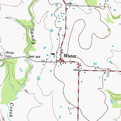 Topographic Map of Minter, TX