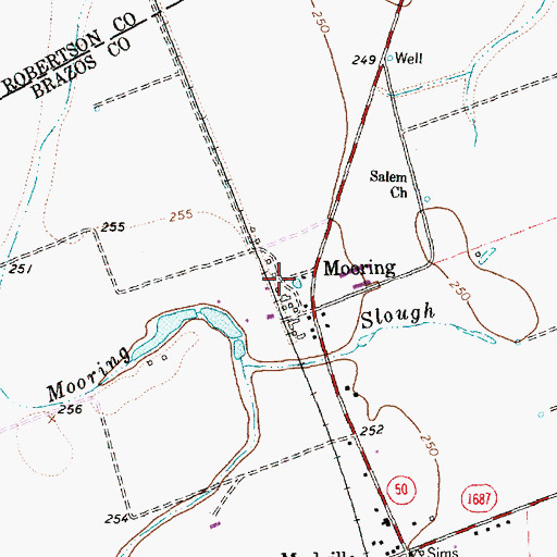 Topographic Map of Mooring, TX
