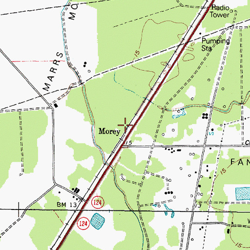 Topographic Map of Morey, TX