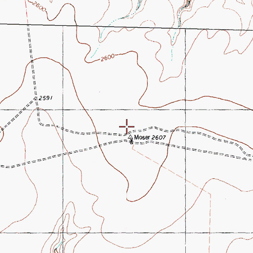 Topographic Map of Moser, TX