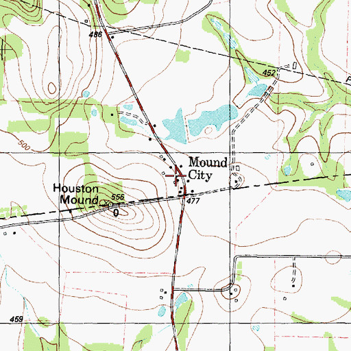 Topographic Map of Mound City, TX