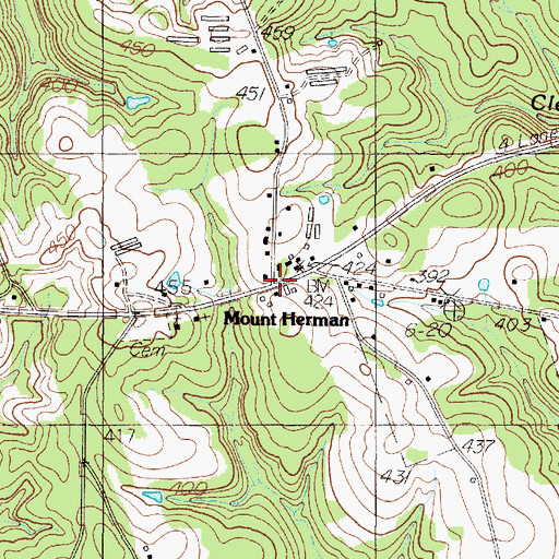 Topographic Map of Mount Herman, TX
