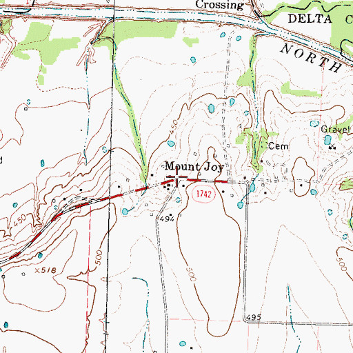 Topographic Map of Mount Joy, TX