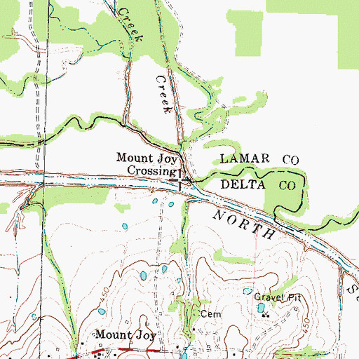 Topographic Map of Mount Joy Crossing, TX