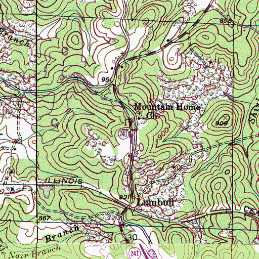 Topographic Map of Mountain Home Church of Christ, AL