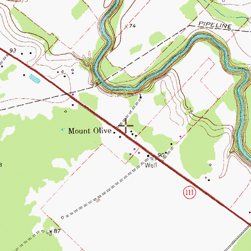 Topographic Map of Mount Olive, TX