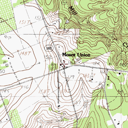 Topographic Map of Mount Union, TX
