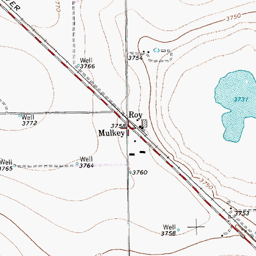 Topographic Map of Mulkey, TX