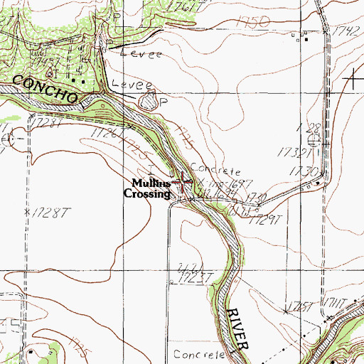 Topographic Map of Mullins Crossing, TX