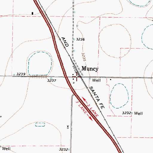 Topographic Map of Muncy, TX