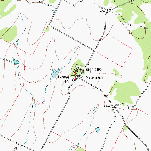 Topographic Map of Naruna, TX