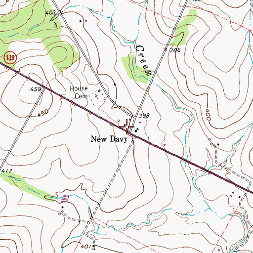 Topographic Map of New Davy, TX