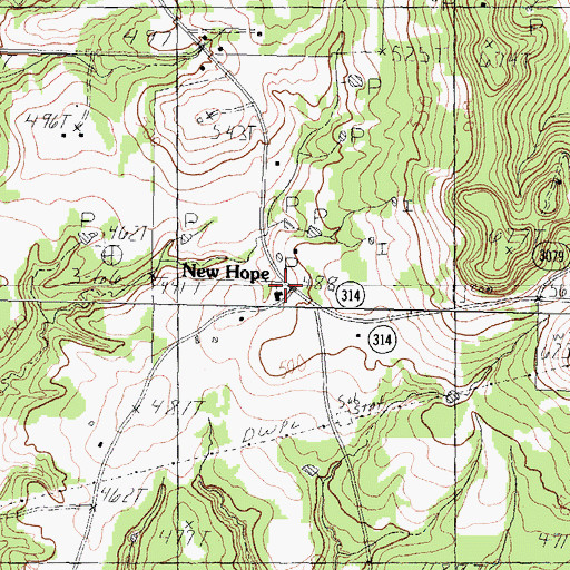Topographic Map of New Hope, TX