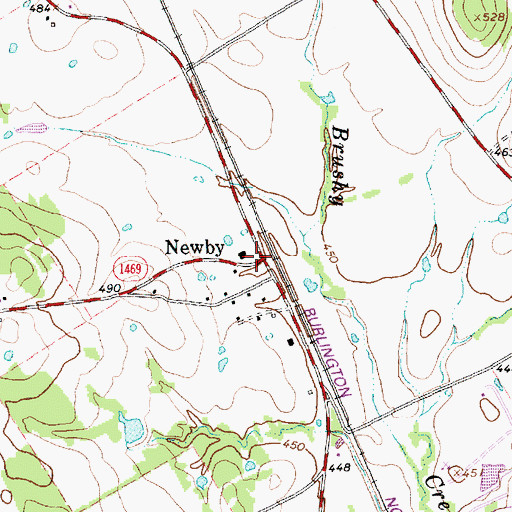 Topographic Map of Newby, TX