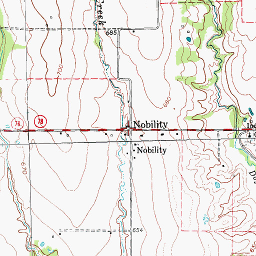 Topographic Map of Nobility, TX