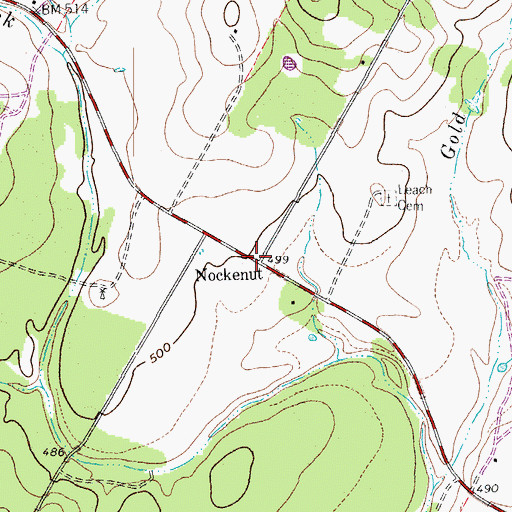 Topographic Map of Nockenut, TX