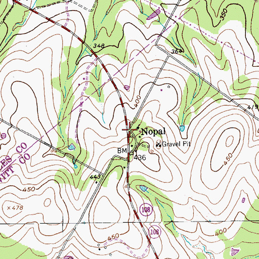 Topographic Map of Nopal, TX