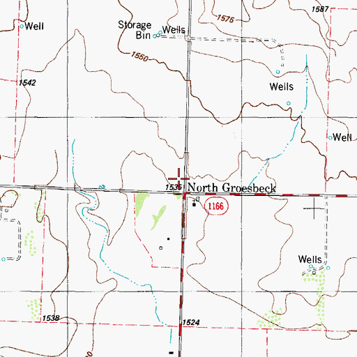 Topographic Map of North Groesbeck, TX