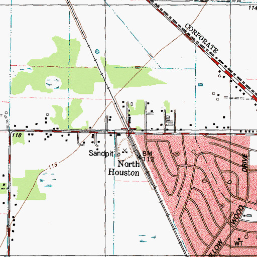 Topographic Map of North Houston, TX