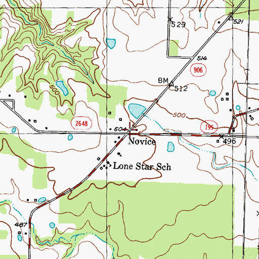 Topographic Map of Novice, TX