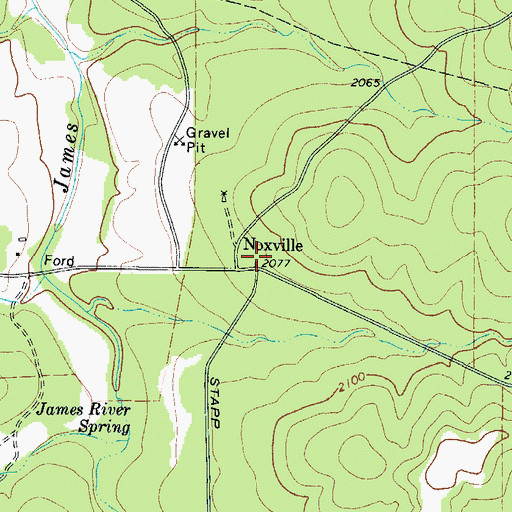 Topographic Map of Noxville, TX