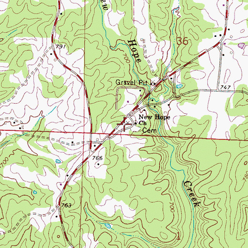 Topographic Map of New Hope Cemetery, AL
