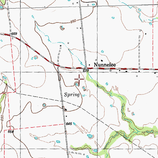 Topographic Map of Nunnelee, TX