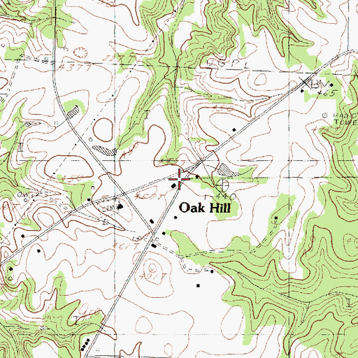 Topographic Map of Oak Hill, TX