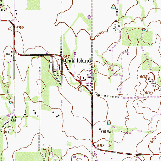 Topographic Map of Oak Island, TX