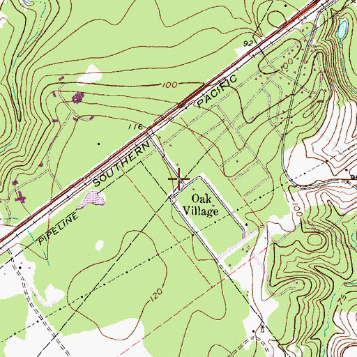 Topographic Map of Oak Village, TX