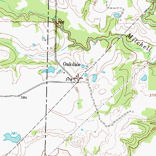 Topographic Map of Oakdale, TX