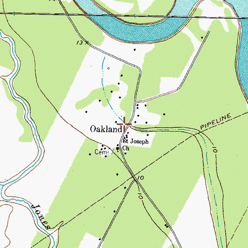 Topographic Map of Oakland, TX