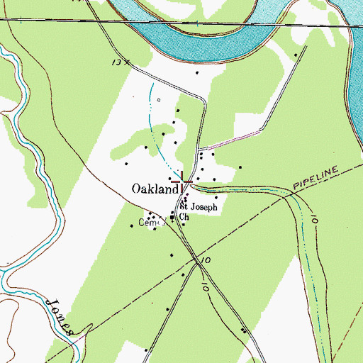 Topographic Map of Oakland, TX