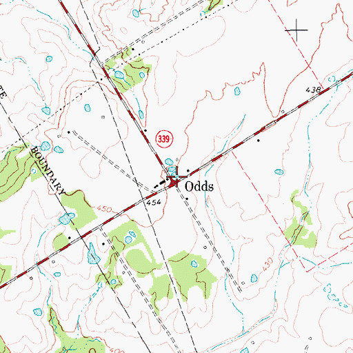Topographic Map of Odds, TX