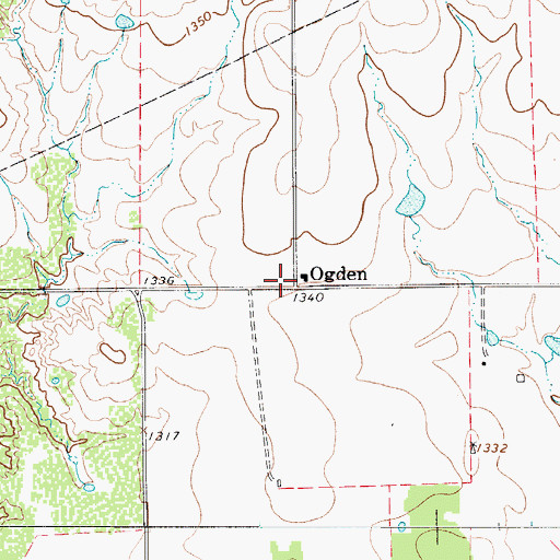 Topographic Map of Ogden, TX