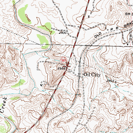 Topographic Map of Oil City, TX