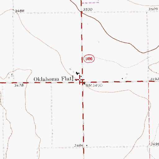 Topographic Map of Oklahoma Flat, TX