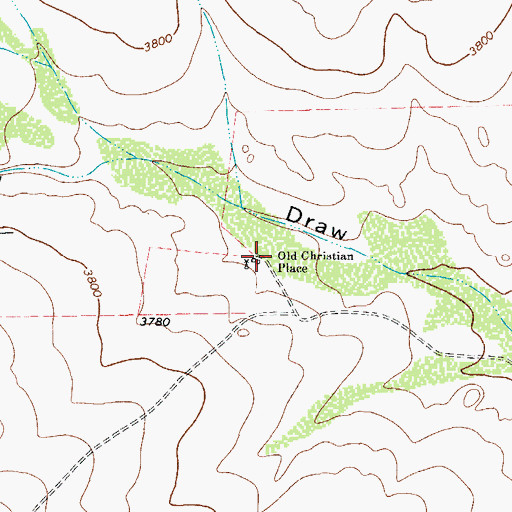 Topographic Map of Old Christian Place, TX