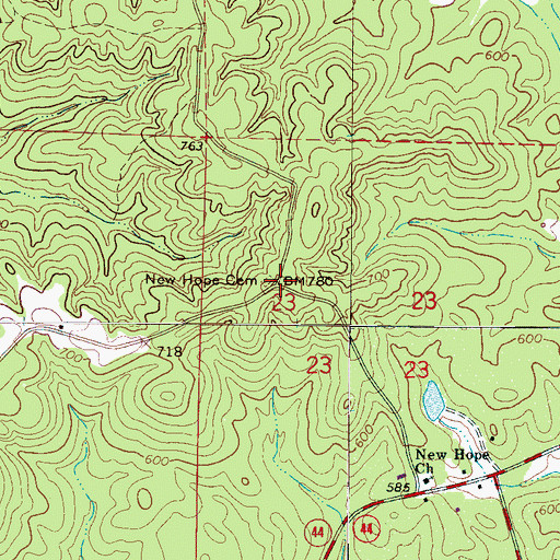 Topographic Map of New Hope Church, AL