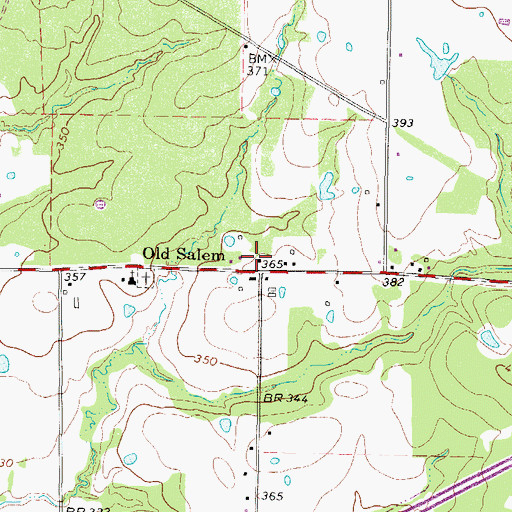 Topographic Map of Old Salem, TX