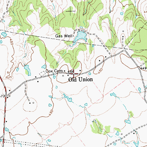 Topographic Map of Old Union, TX