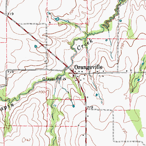 Topographic Map of Orangeville, TX
