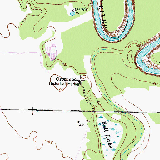Topographic Map of Orozimbo, TX