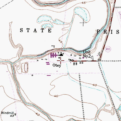 Topographic Map of Otey, TX
