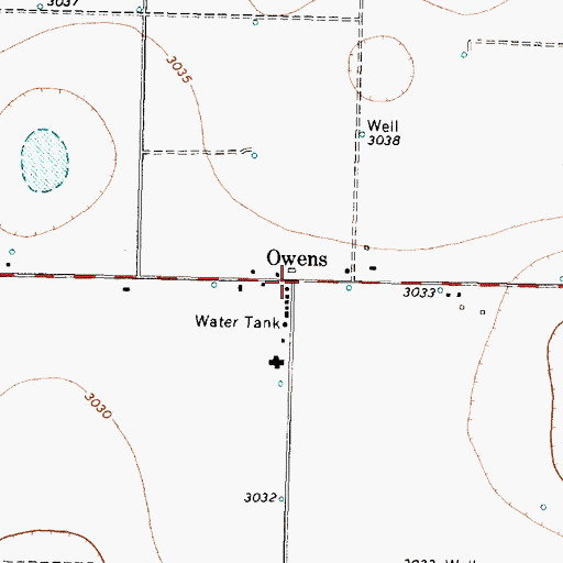 Topographic Map of Owens, TX