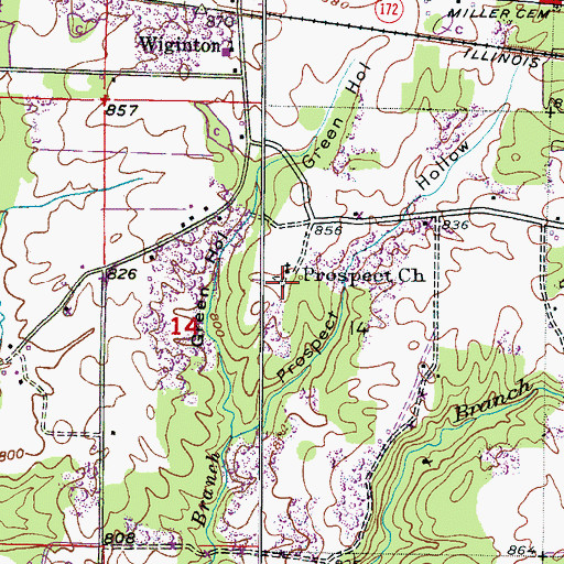 Topographic Map of New Prospect Cemetery, AL