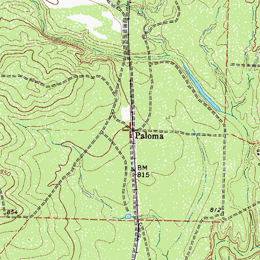 Topographic Map of Paloma, TX