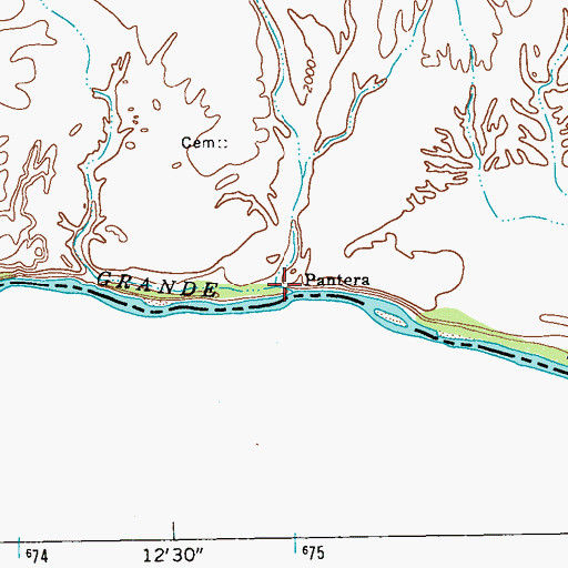 Topographic Map of Pantera, TX